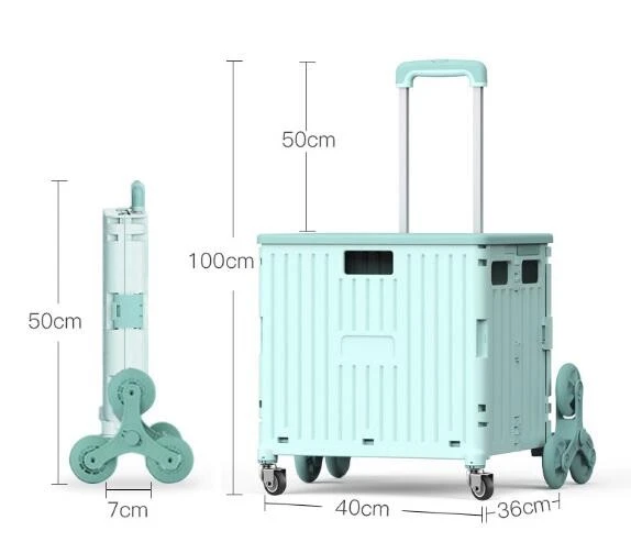 folding trolley green 8 wheels 65L